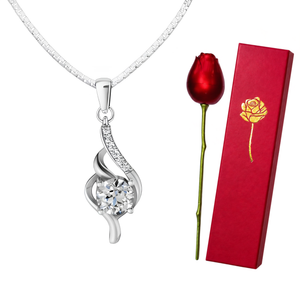 Love Knot Necklace Rose Stem Box