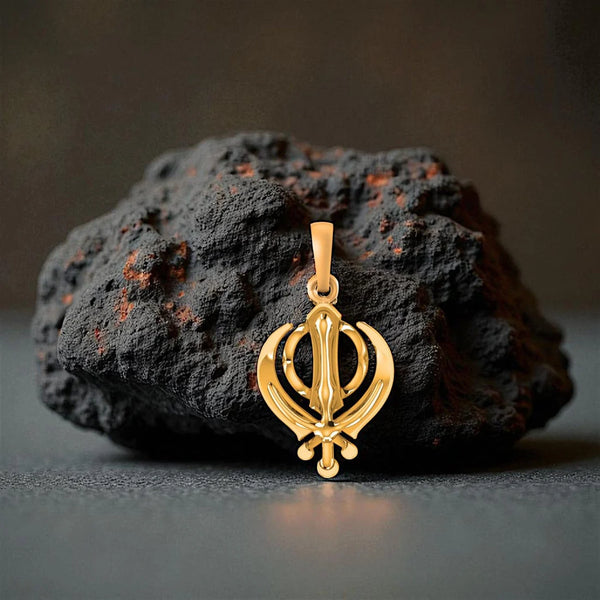 Gold Plated Silver 950 Purity Sikh Khanda Pendant