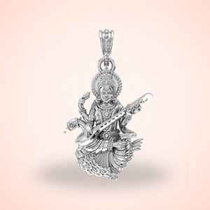 Pure Sterling Silver Goddess Saraswati Maa