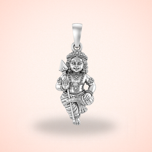 Pure Sterling Silver God Kartikeya Pendant