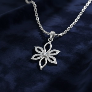 950 Silver Floral Butterfly Necklace