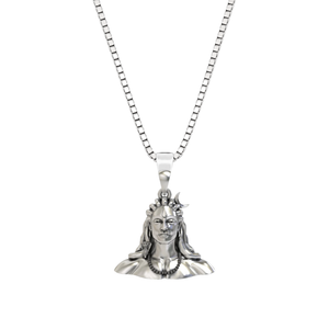 Aadiyogi Silver Pendant with 18" Box Chain