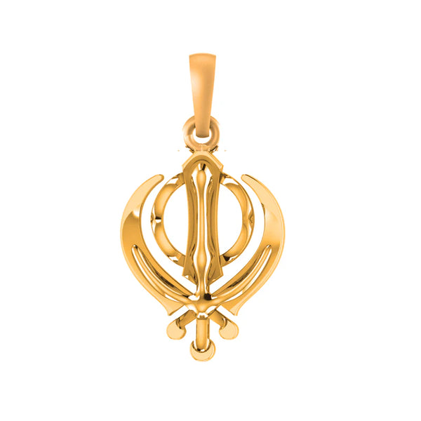 Gold Plated Silver 950 Purity Sikh Khanda Pendant