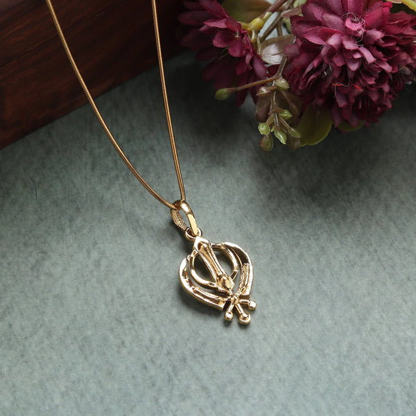 Gold Plated Silver 950 Purity Sikh Khanda Pendant
