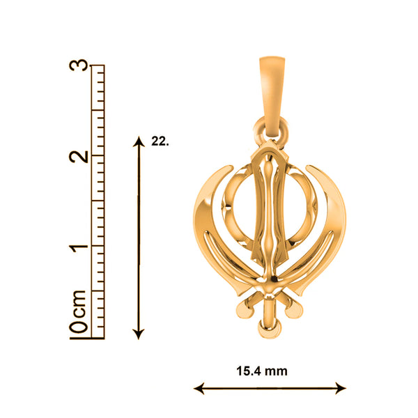 Gold Plated Silver 950 Purity Sikh Khanda Pendant