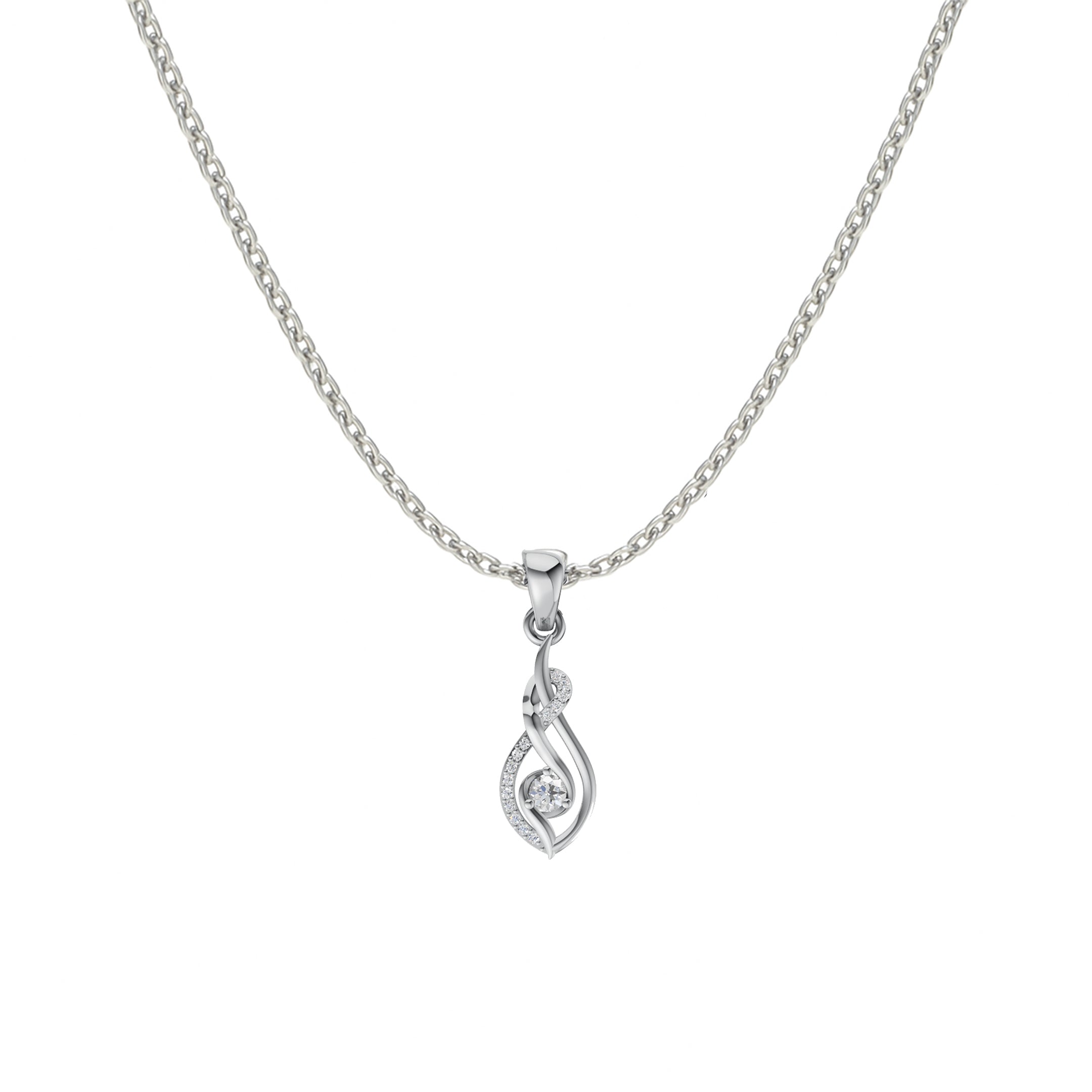Swirl Knot Silver Necklace(Pendant With Chain) - NEXERA JEWELS