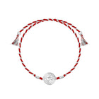 950 Silver Om Rakhi Red and white braided