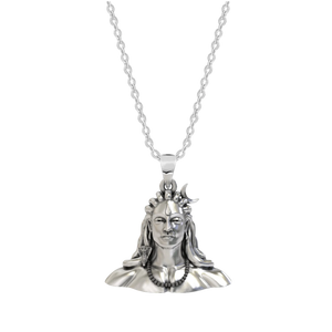 Aadiyogi Silver Pendant with 18" Link Chain