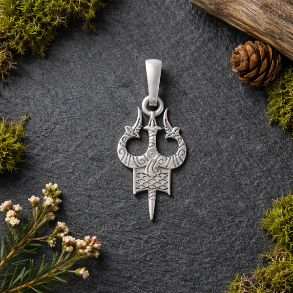 950 Silver God Shiva Trishul Pendant