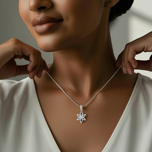 950 Silver Floral Butterfly Necklace