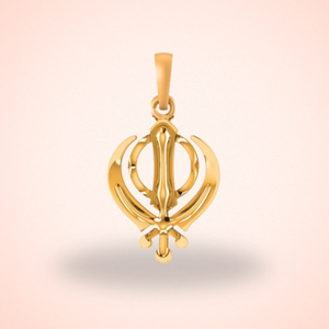 Gold Plated Silver 950 Purity Sikh Khanda Pendant