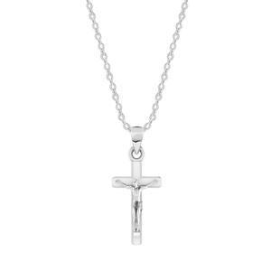Jesus on Cross Silver Pendant with Link Chain