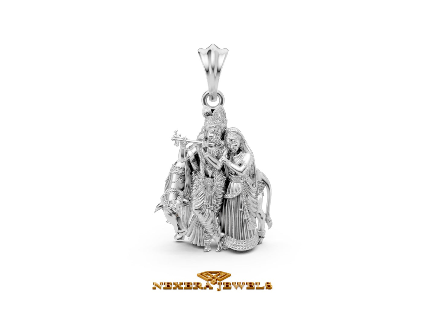 950 Silver Radha Krishna Pendant