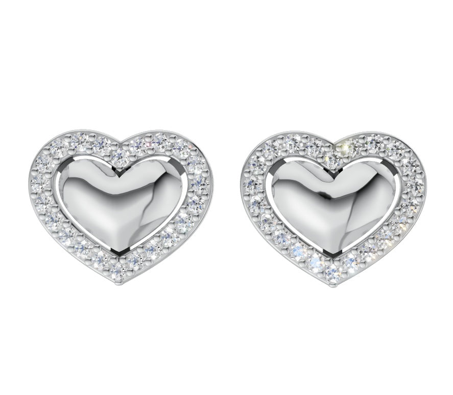Elegant Heart Shape Silver Stud Earrings