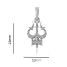950 Britannia Silver God Shiva Trishul Pendant