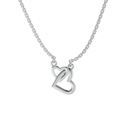 950 Silver Dual Heart Necklace