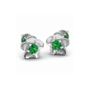Emerald Flower Stud Earrings