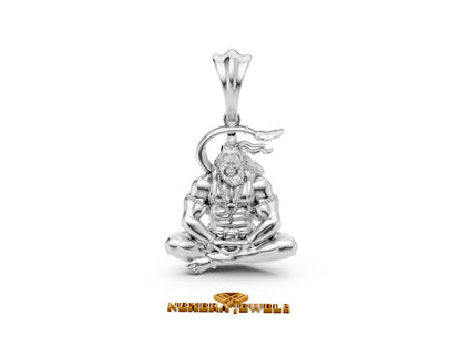 950 Silver Medidating Hanuman Ji Pendant