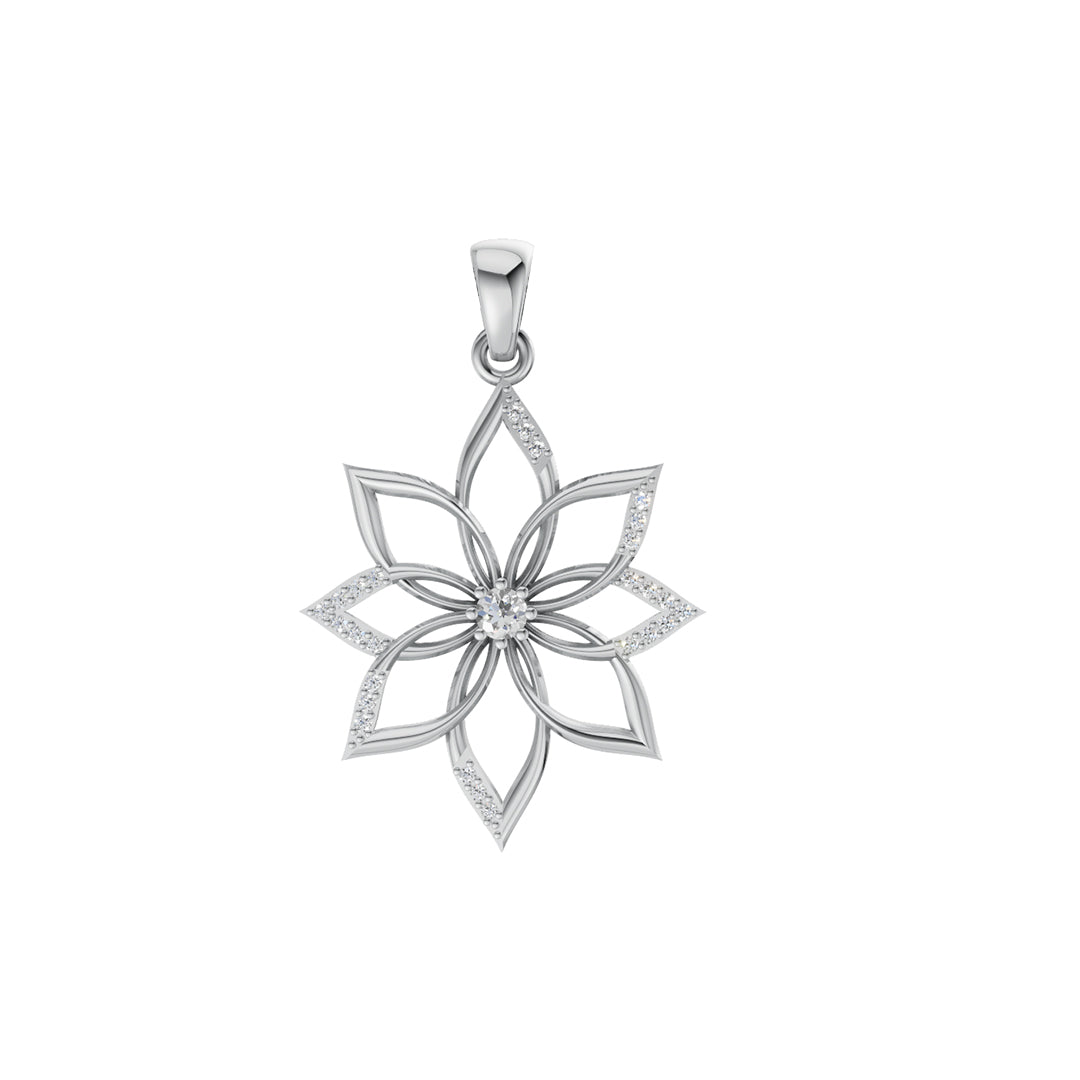 950 Silver Blooming Flower Pendant
