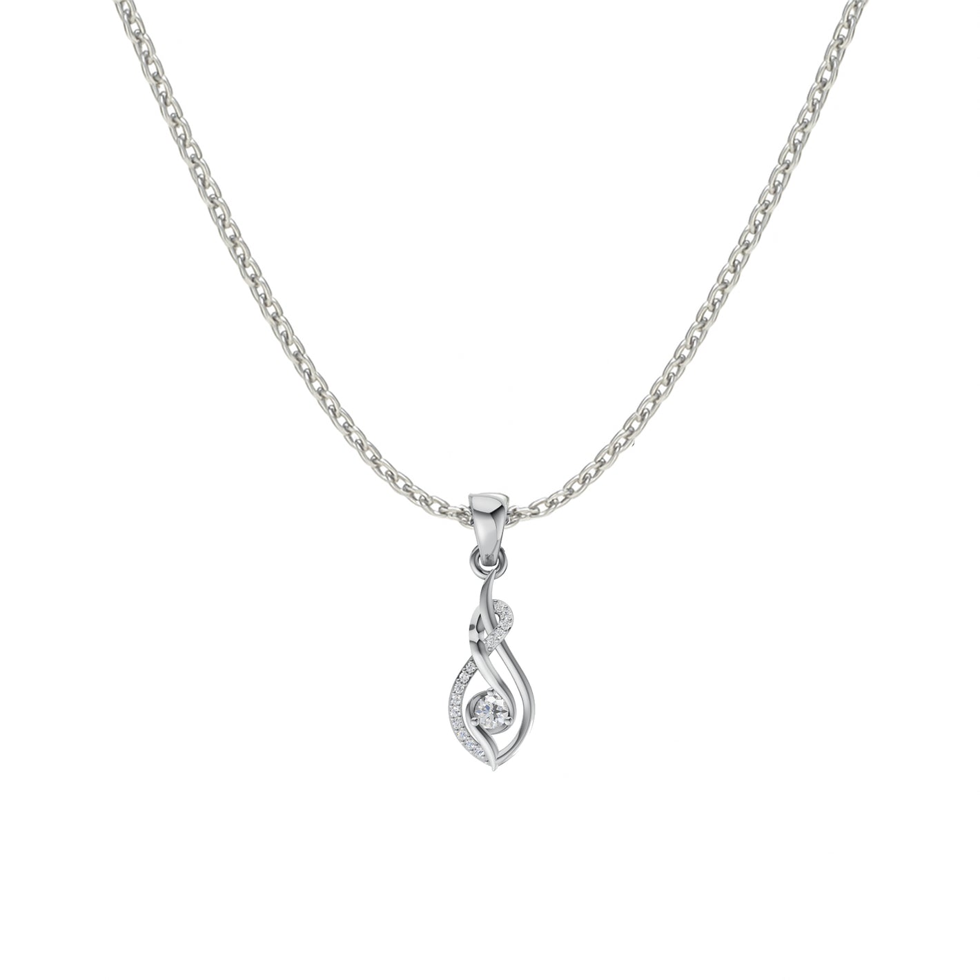 Swirl Knot Silver Necklace(Pendant With Chain)