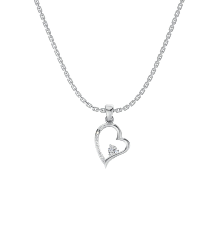 Valentina Heart Silver Necklace(Pendant With Chain)