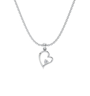 Valentina Heart Silver Necklace(Pendant With Chain)